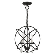 Aria 3-Light Convertible Chandelier / Semi-Flush Mount in Black with Satin Nickel Candles