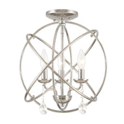Aria 3-Light Convertible Chandelier / Semi-Flush Mount in Polished Nickel
