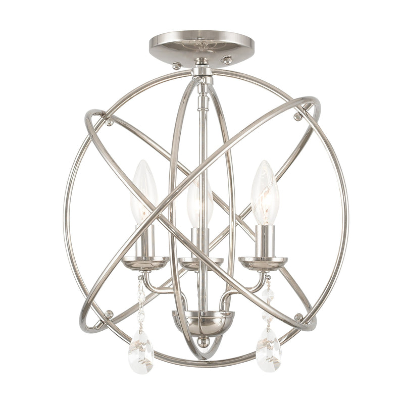 Aria 3-Light Convertible Chandelier / Semi-Flush Mount in Polished Nickel