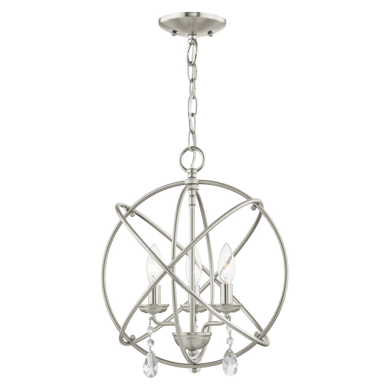 Aria 3-Light Convertible Chandelier / Semi-Flush Mount in Brushed Nickel