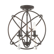 Aria 3-Light Convertible Chandelier / Semi-Flush Mount in English Bronze