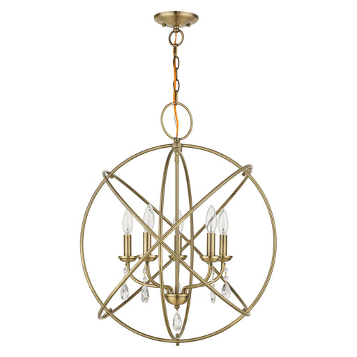 Aria 5-Light Chandelier in Antique Brass