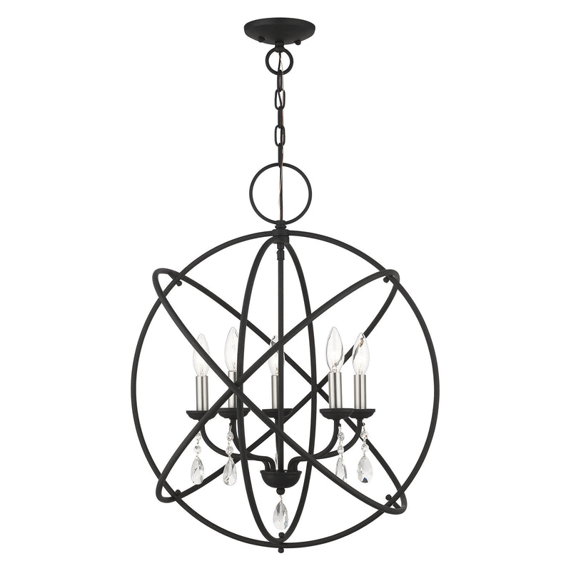 Aria 5-Light Chandelier in Black with Satin Nickel Candles