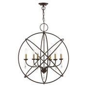 Aria 6-Light Globe Chandelier in Bronze with Antique Brass Finish Candles