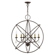 Aria 6-Light Globe Chandelier in Bronze with Antique Brass Finish Candles