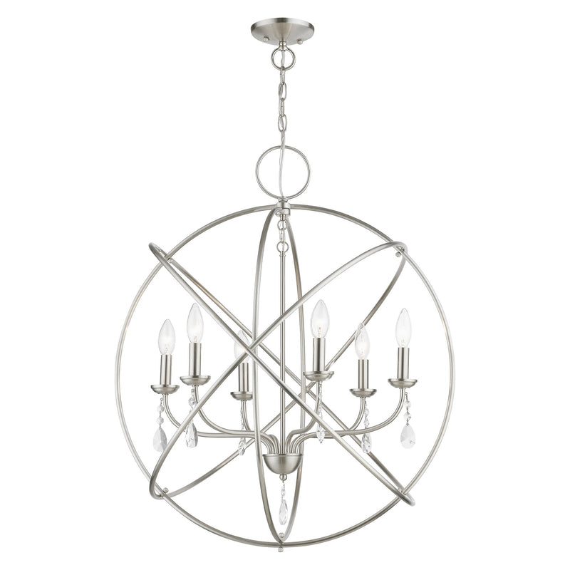Aria 6-Light Globe Chandelier in Brushed Nickel
