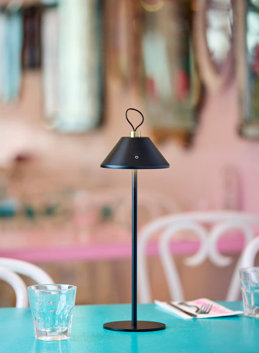 Danny Cordless LED Table Lamp in Black & Antique Brass