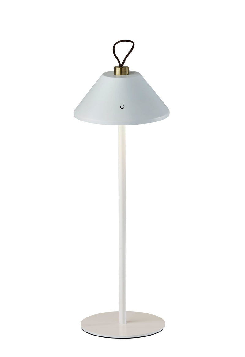 Danny Cordless LED Table Lamp in White & Antique Brass