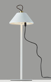 Danny Cordless LED Table Lamp in White & Antique Brass