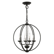 Arabella 4-Light Convertible Chandelier / Semi-Flush Mount in Black with Brushed Nickel Finish Candles