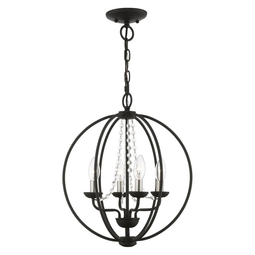 Arabella 4-Light Convertible Chandelier / Semi-Flush Mount in Black with Brushed Nickel Finish Candles