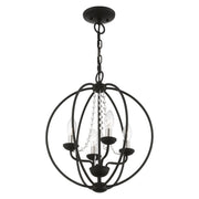 Arabella 4-Light Convertible Chandelier / Semi-Flush Mount in Black with Brushed Nickel Finish Candles