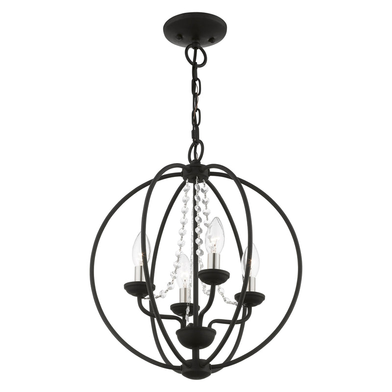 Arabella 4-Light Convertible Chandelier / Semi-Flush Mount in Black with Brushed Nickel Finish Candles