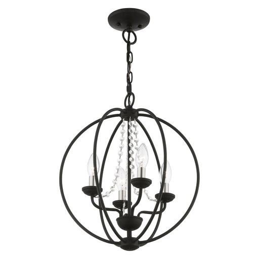 Arabella 4-Light Convertible Chandelier / Semi-Flush Mount in Black with Brushed Nickel Finish Candles