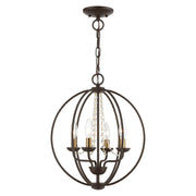 Arabella 4-Light Convertible Chandelier / Semi-Flush Mount in Bronze with Antique Brass Finish Candles