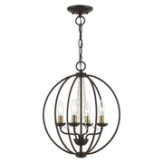 Arabella 4-Light Convertible Chandelier / Semi-Flush Mount in Bronze with Antique Brass Finish Candles