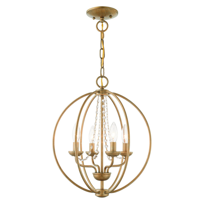 Arabella 4-Light Convertible Chandelier / Semi-Flush Mount in Antique Gold Leaf