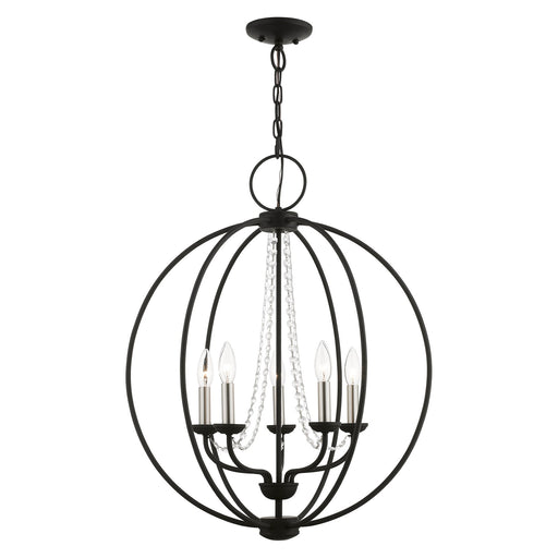 Arabella 5-Light Chandelier in Black with Brushed Nickel Finish Candles