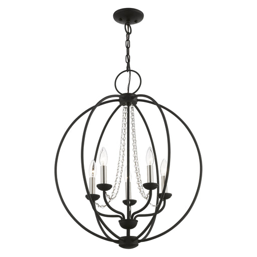 Arabella 5-Light Chandelier in Black with Brushed Nickel Finish Candles