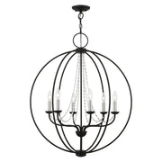 Arabella 6-Light Globe Chandelier in Black with Brushed Nickel Finish Candles