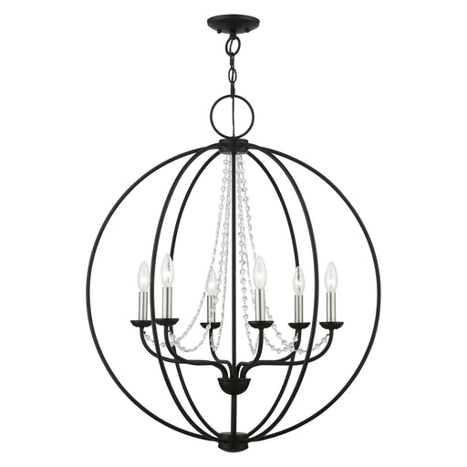 Arabella 6-Light Globe Chandelier in Black with Brushed Nickel Finish Candles
