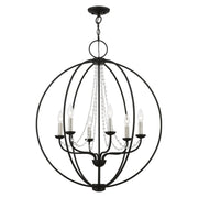 Arabella 6-Light Globe Chandelier in Black with Brushed Nickel Finish Candles