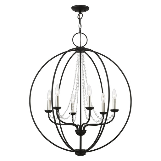 Arabella 6-Light Globe Chandelier in Black with Brushed Nickel Finish Candles