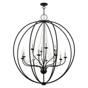 Arabella 12-Light Grande Foyer Chandelier in Black with Brushed Nickel Finish Candles