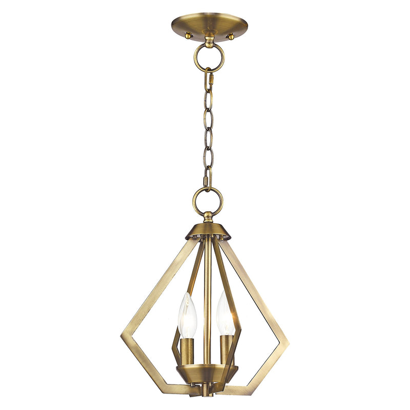 Prism 2-Light Convertible Chandelier / Semi-Flush Mount in Antique Brass