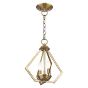 Prism 2-Light Convertible Chandelier / Semi-Flush Mount in Antique Brass