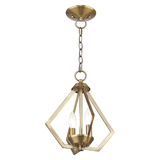 Prism 2-Light Convertible Chandelier / Semi-Flush Mount in Antique Brass