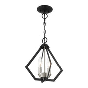 Prism 2-Light Convertible Chandelier / Semi-Flush Mount in Black with Brushed Nickel Cluster