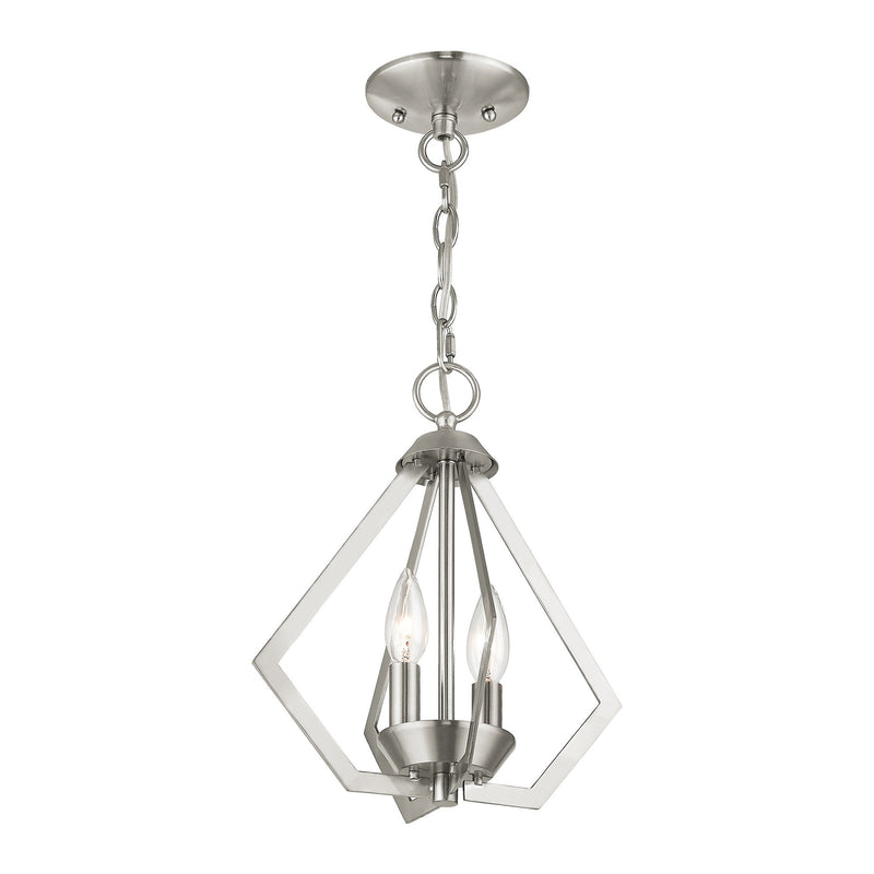 Prism 2-Light Convertible Chandelier / Semi-Flush Mount in Brushed Nickel