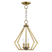 Prism 3-Light Convertible Chandelier / Semi-Flush Mount in Antique Brass