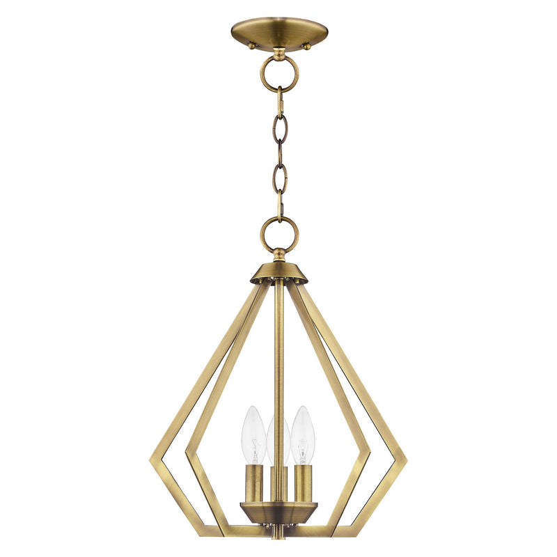 Prism 3-Light Convertible Chandelier / Semi-Flush Mount in Antique Brass