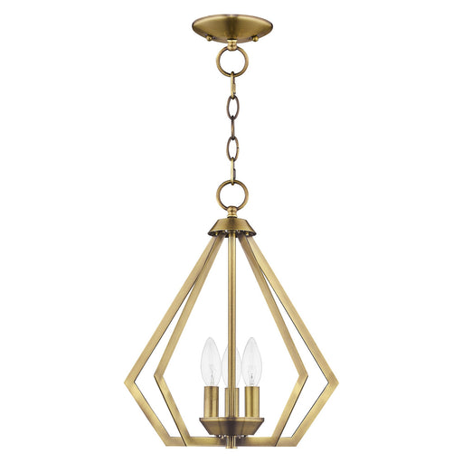 Prism 3-Light Convertible Chandelier / Semi-Flush Mount in Antique Brass