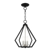 Prism 3-Light Convertible Chandelier / Semi-Flush Mount in Black with Brushed Nickel Cluster