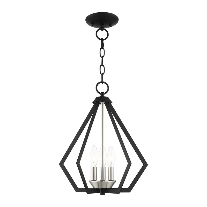 Prism 3-Light Convertible Chandelier / Semi-Flush Mount in Black with Brushed Nickel Cluster
