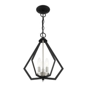 Prism 3-Light Convertible Chandelier / Semi-Flush Mount in Black with Brushed Nickel Cluster