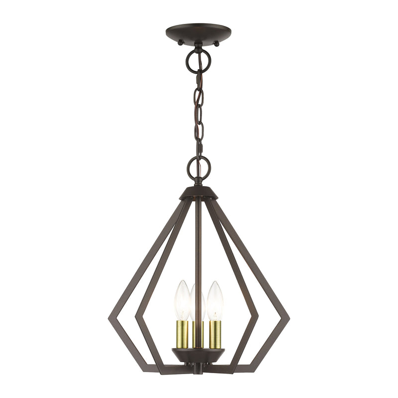 Prism 3-Light Convertible Chandelier / Semi-Flush Mount in English Bronze with Antique Brass Finish Accents