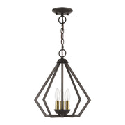 Prism 3-Light Convertible Chandelier / Semi-Flush Mount in English Bronze with Antique Brass Finish Accents