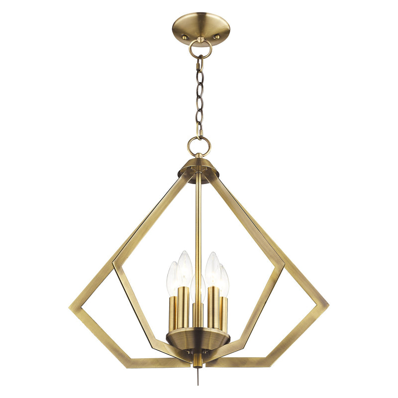 Prism 5-Light Chandelier in Antique Brass