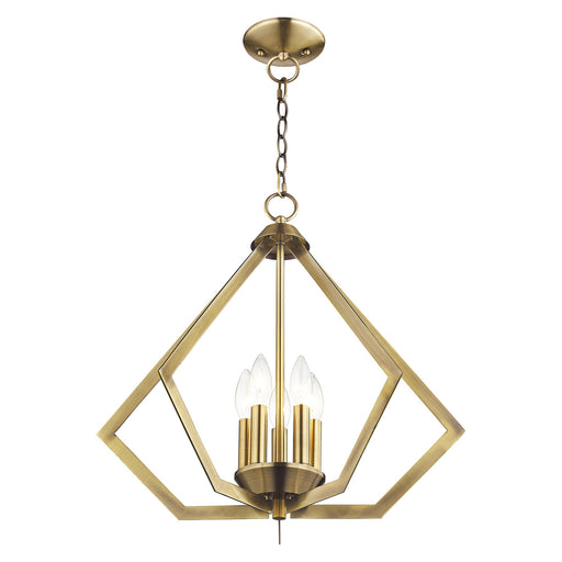 Prism 5-Light Chandelier in Antique Brass