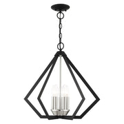 Prism 5-Light Chandelier in Black with Brushed Nickel Cluster