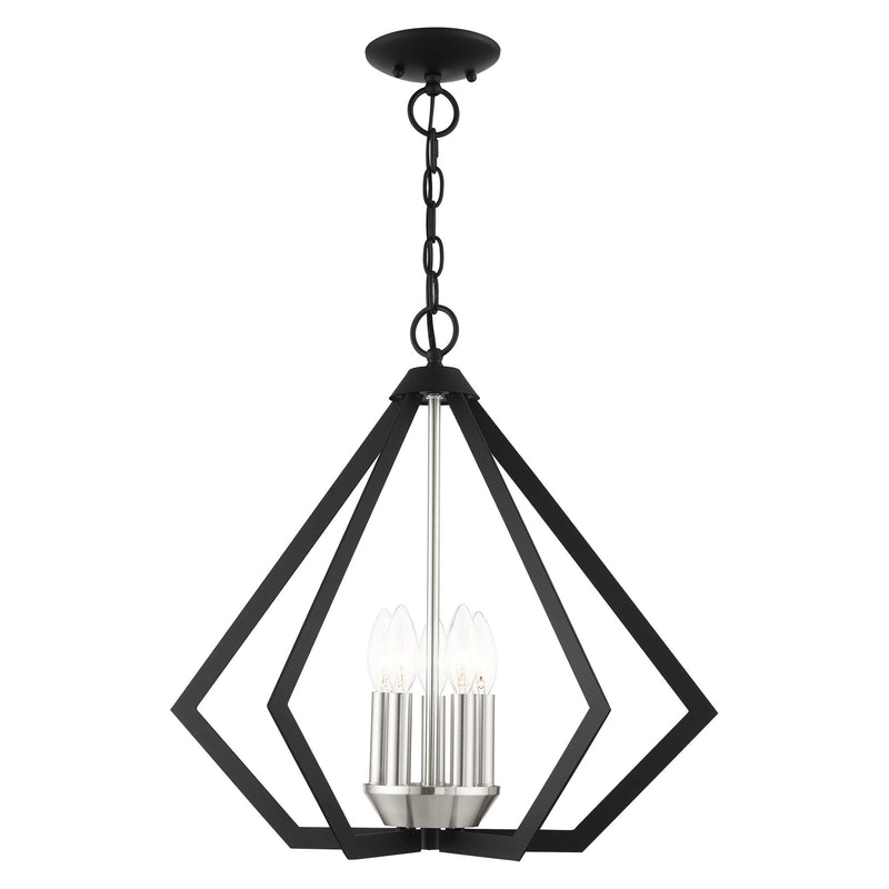 Prism 5-Light Chandelier in Black with Brushed Nickel Cluster
