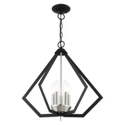 Prism 5-Light Chandelier in Black with Brushed Nickel Cluster