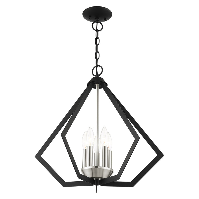Prism 5-Light Chandelier in Black with Brushed Nickel Cluster