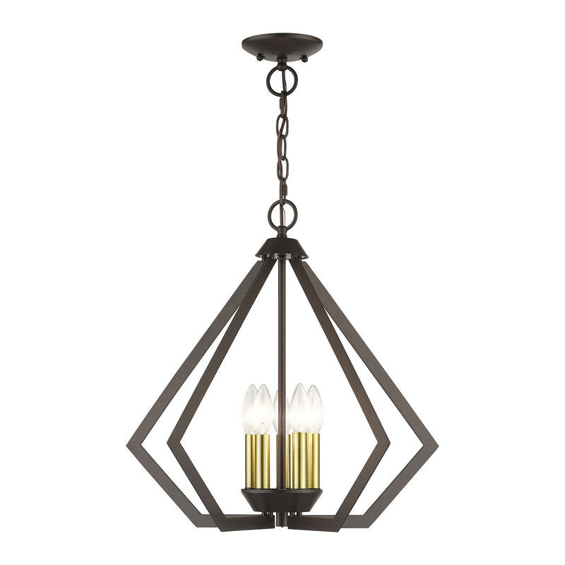 Prism 5-Light Chandelier in English Bronze with Antique Brass Finish Accents