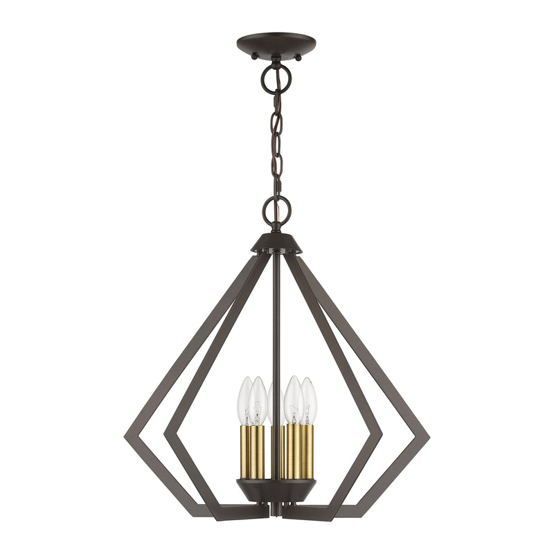 Prism 5-Light Chandelier in English Bronze with Antique Brass Finish Accents