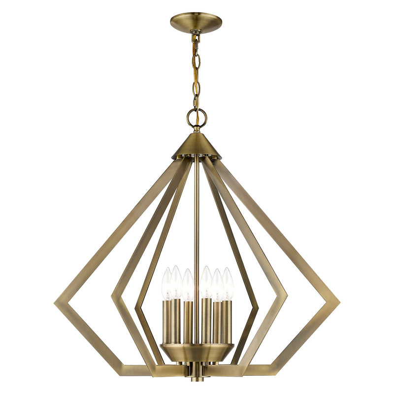 Prism 6-Light Chandelier in Antique Brass